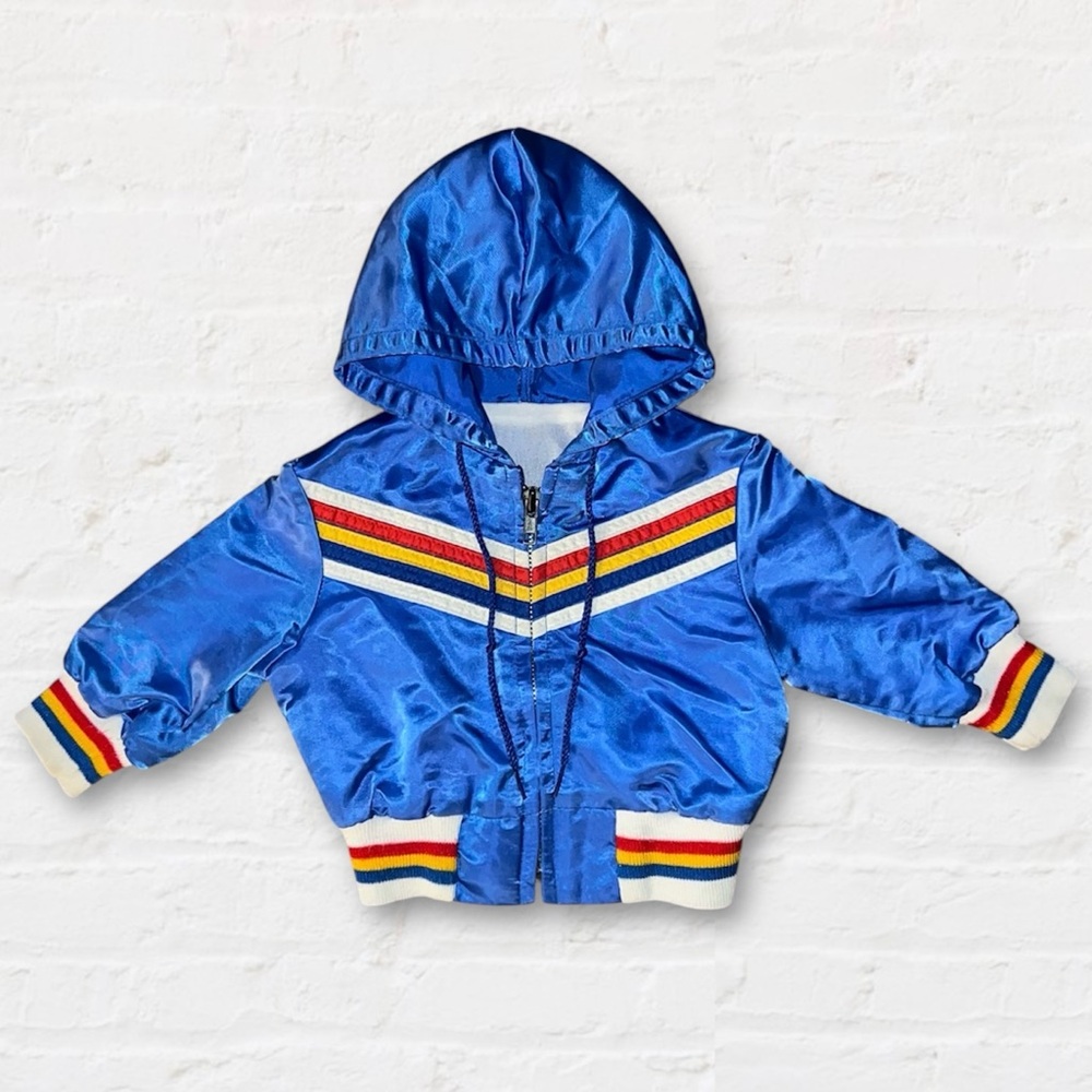 Vintage 80’s Rainbow Stripe Satin Jacket